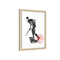 Copy of Vintage Explorer Silhouette with Red Stamp Matte Canvas Framed