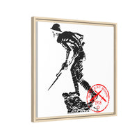 Copy of Vintage Explorer Silhouette with Red Stamp Matte Canvas Framed