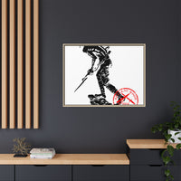 Copy of Vintage Explorer Silhouette with Red Stamp Matte Canvas Framed