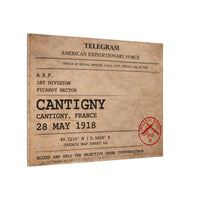 CANTIGNY |  A.E.F. Telegram Canvas | Wall Art |  Picardy Sector– 1st Division