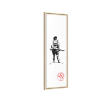 Vintage Explorer Silhouette with Red Stamp Matte Canvas Framed