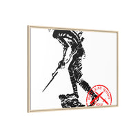 Copy of Vintage Explorer Silhouette with Red Stamp Matte Canvas Framed