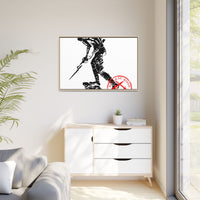 Copy of Vintage Explorer Silhouette with Red Stamp Matte Canvas Framed