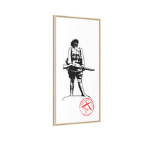 Vintage Explorer Silhouette with Red Stamp Matte Canvas Framed