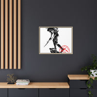 Copy of Vintage Explorer Silhouette with Red Stamp Matte Canvas Framed