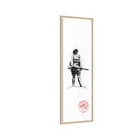 Vintage Explorer Silhouette with Red Stamp Matte Canvas Framed