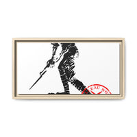 Copy of Vintage Explorer Silhouette with Red Stamp Matte Canvas Framed
