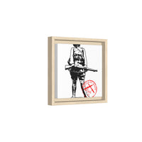 Vintage Explorer Silhouette with Red Stamp Matte Canvas Framed