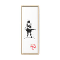 Vintage Explorer Silhouette with Red Stamp Matte Canvas Framed