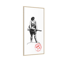 Vintage Explorer Silhouette with Red Stamp Matte Canvas Framed