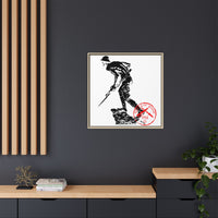 Copy of Vintage Explorer Silhouette with Red Stamp Matte Canvas Framed