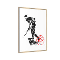 Copy of Vintage Explorer Silhouette with Red Stamp Matte Canvas Framed